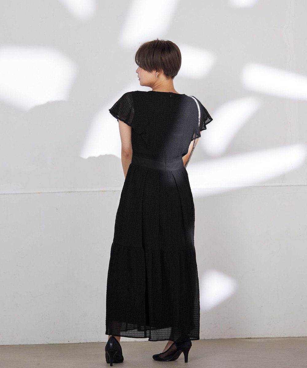 Tiaclasse L 【洗える】シフォンチェック配色フリルワンピース 