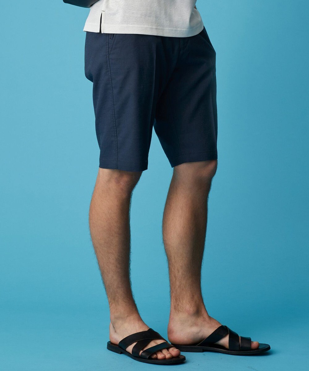 JOSEPH ABBOUD 【ウエストも伸びる/清涼/ストレッチ】ストレッチリネンシャンブレーショートパンツ 