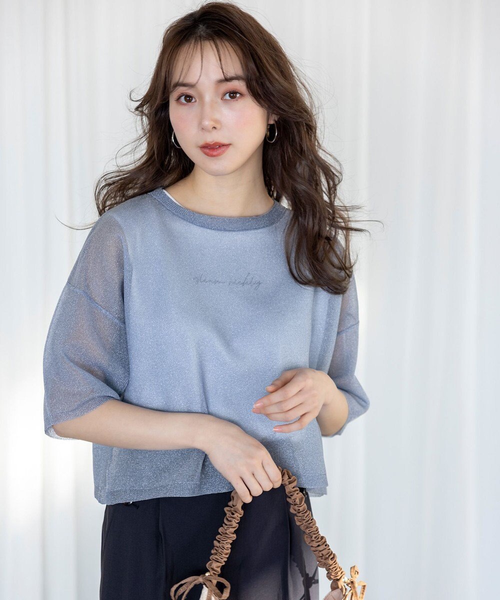 ANY SIS L 【洗える】シアー ニットT 