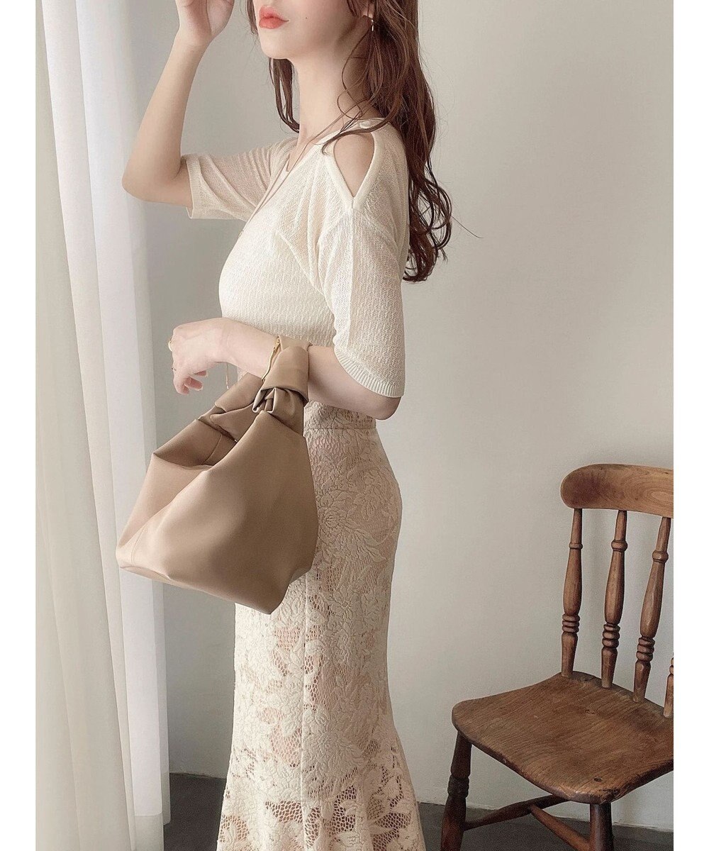 Green Parks 透かし編み肩あきニットプルオーバー 