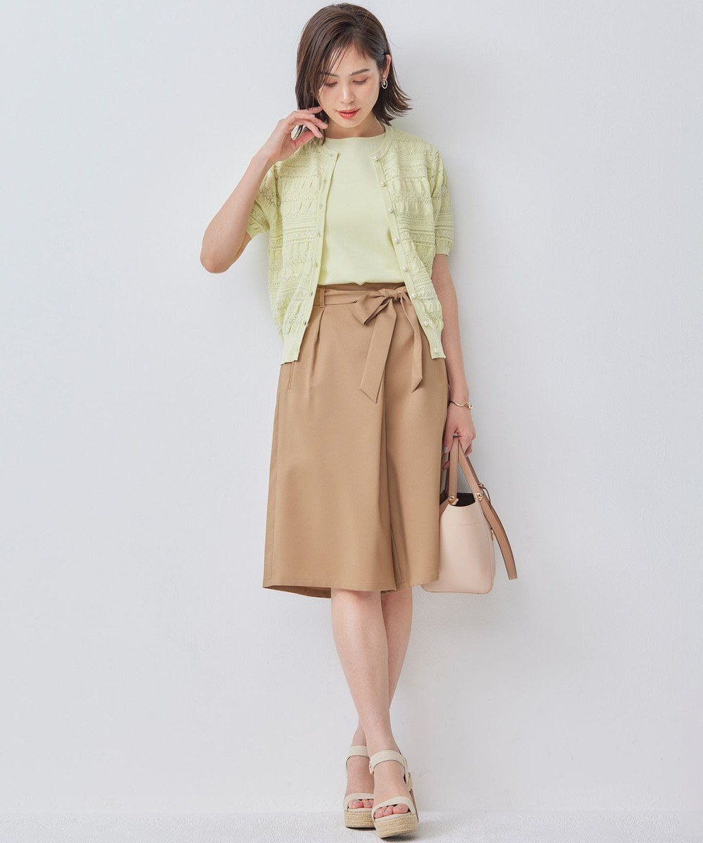 組曲 【WEB限定カラーあり】コットンポリエステル 編み柄カーディガン 