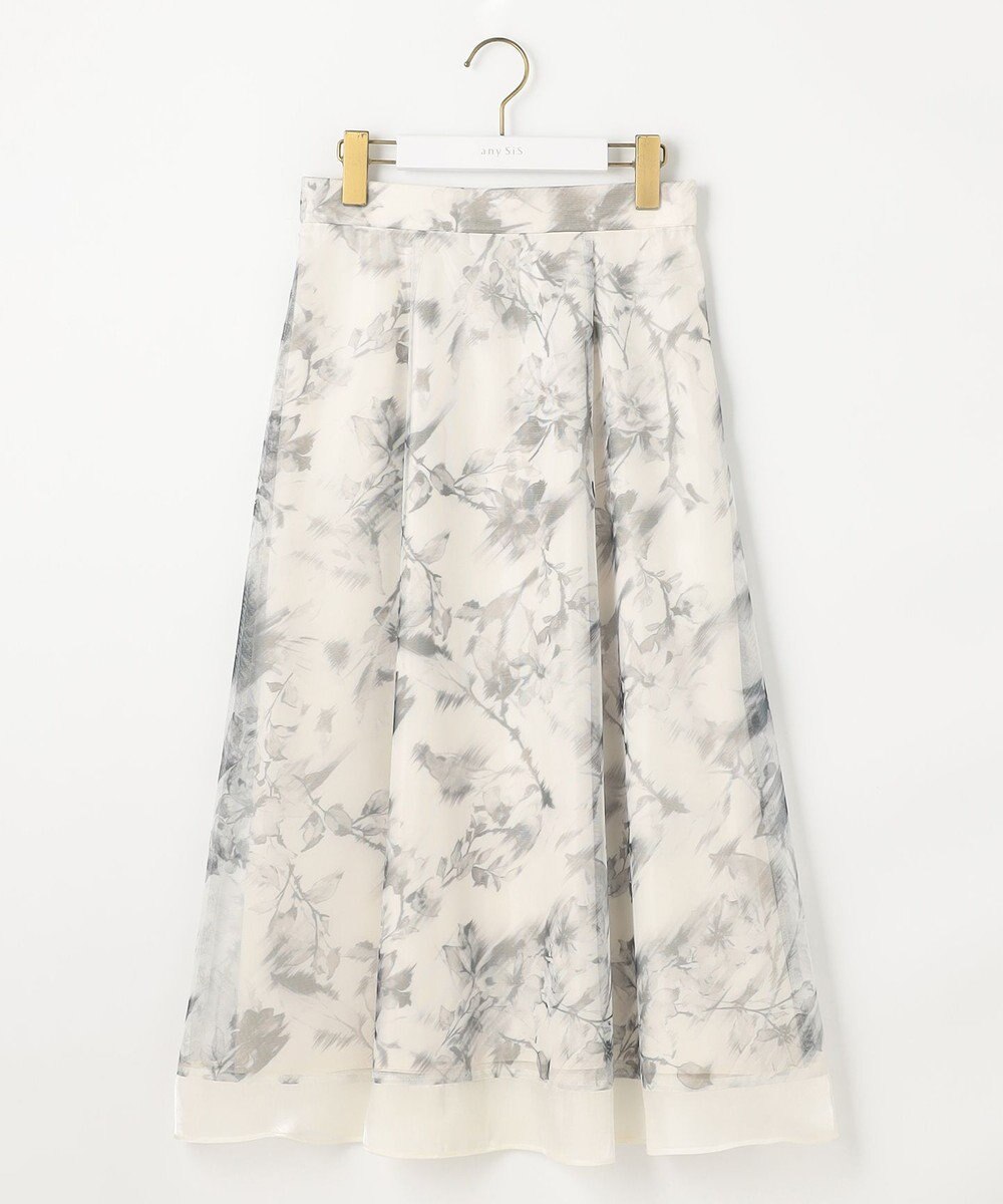 ANY SIS 【WEB・一部店舗限定】ハッチングフラワープリント スカート 