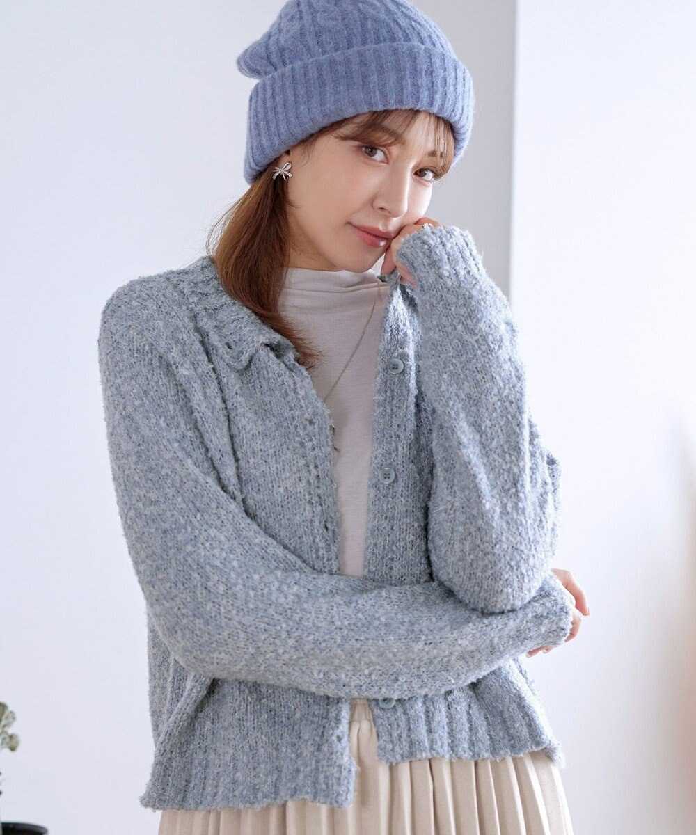 Tiaclasse 【着丈が選べる】ハイネックブークレカーディガン 