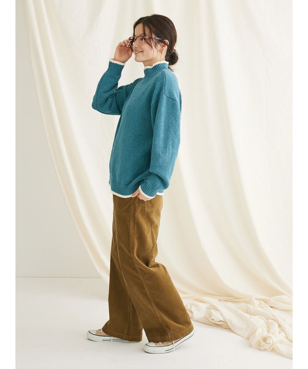 CRAFT STANDARD BOUTIQUE 洗えるモールニット配色プルオーバー 