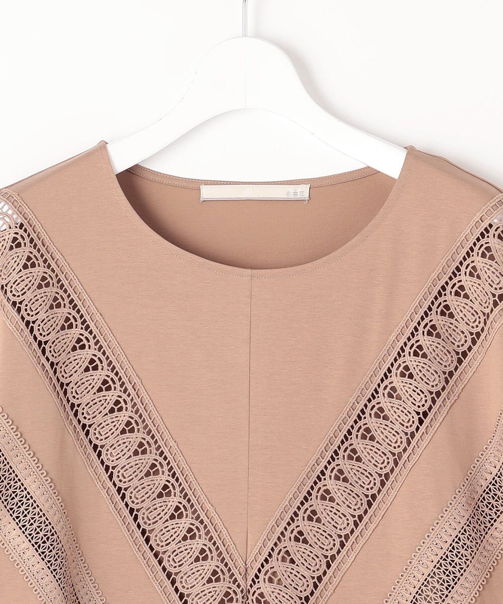 自由区 【洗える・XSサイズあり】レースEDGEフロントレース カットソー 