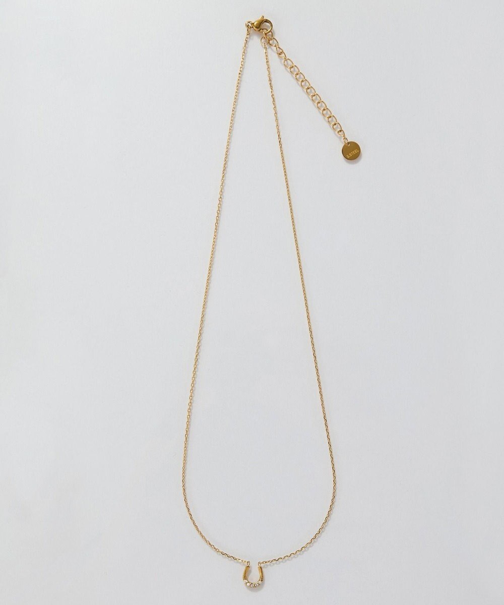 Phoebe <オンワード限定セット>【金属アレルギー対応】リッチラインフォースシューネックレス×ワンタッチビジューフープミニピアス/サージカルステンレス 