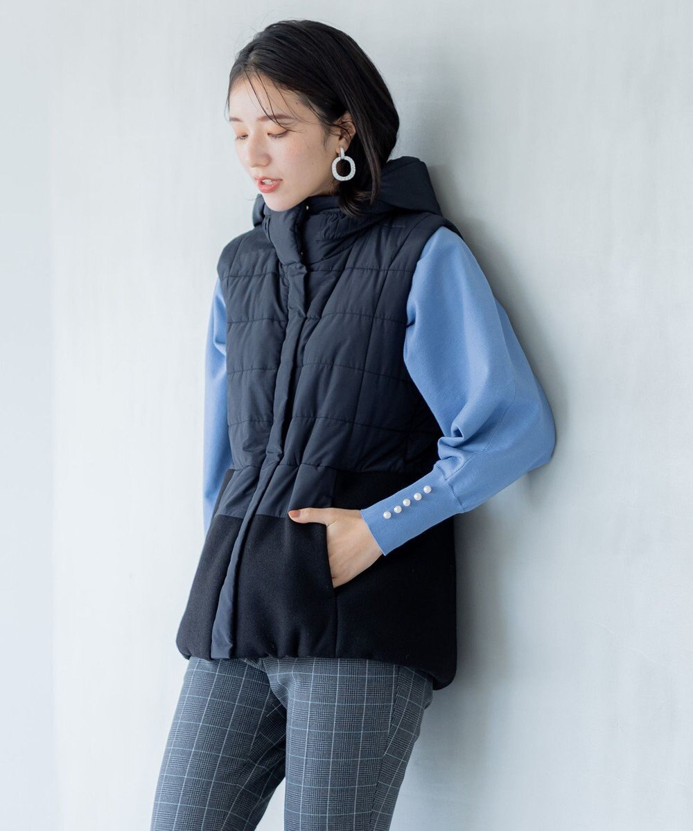 組曲 【中綿・軽羽織】フード付きパディングベスト 