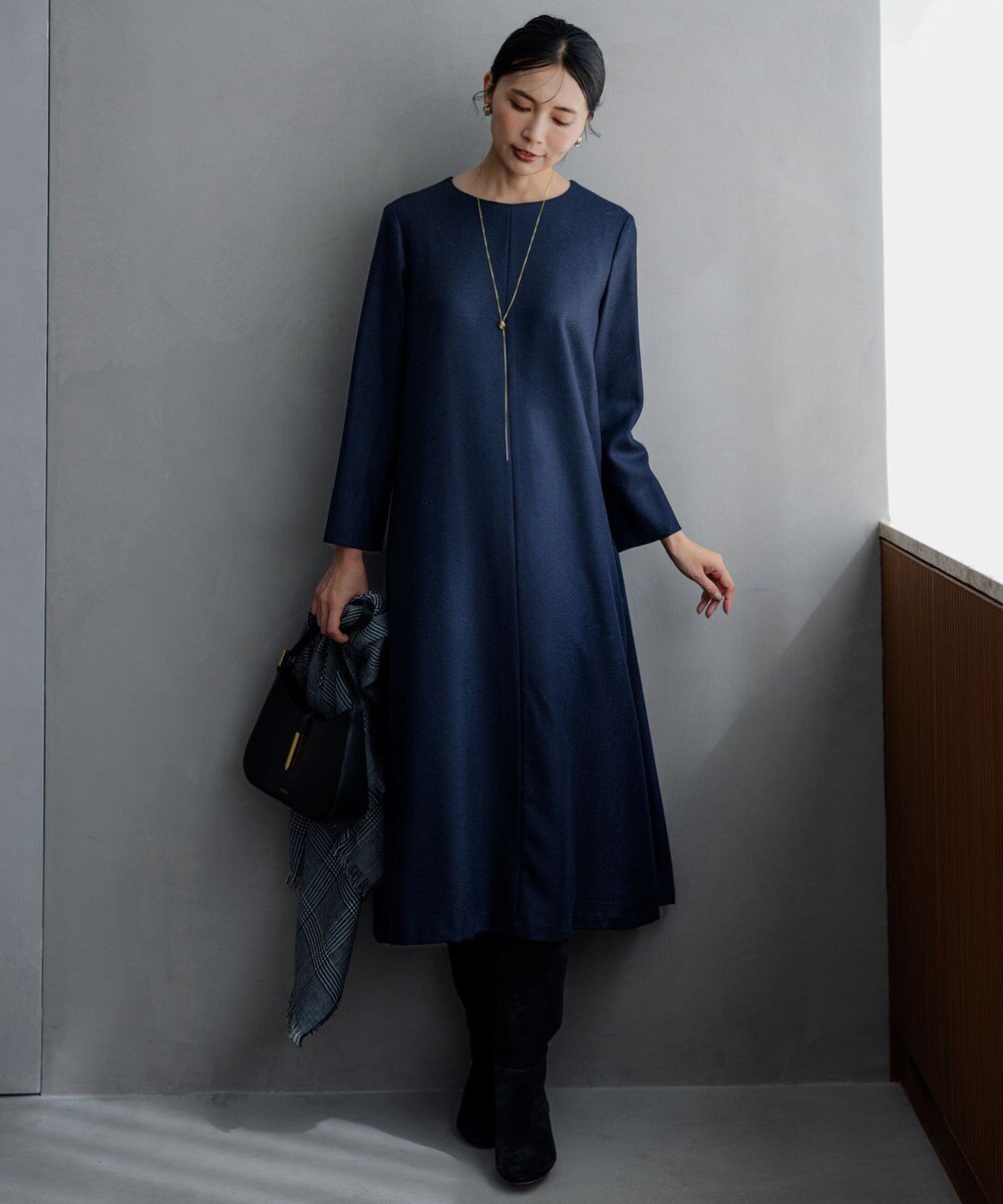 23区 ウールジョーゼット Aライン ワンピース 