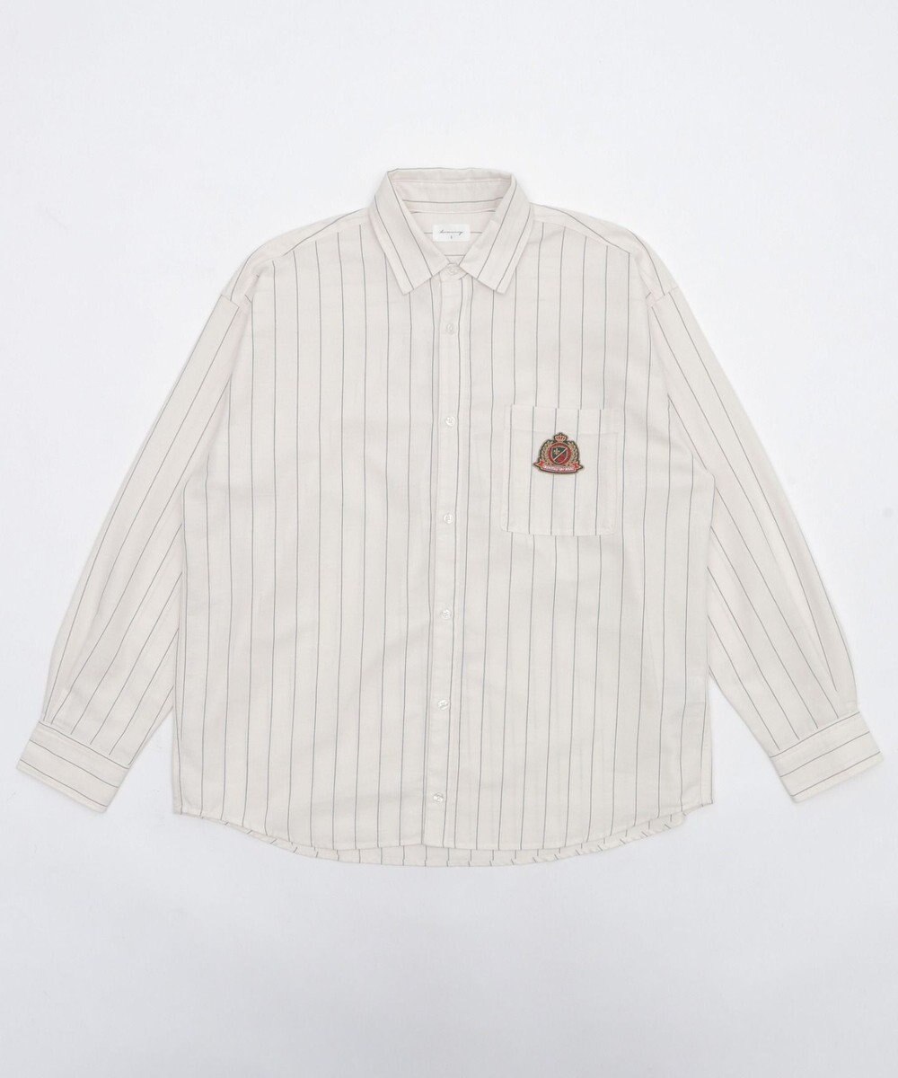 WEGO 【ユニセックス着用ITEM/MLサイズ展開】オックスフォードエンブレムシャツ（LS） 