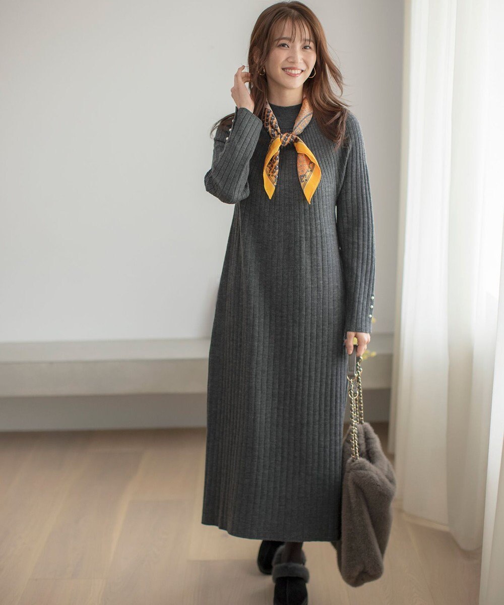 ANY SIS S 【洗える】求心リブニット ワンピース 