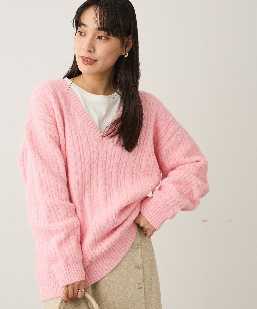 CRAFT STANDARD BOUTIQUE 起毛ケーブルVニットネックニットプルオーバー 