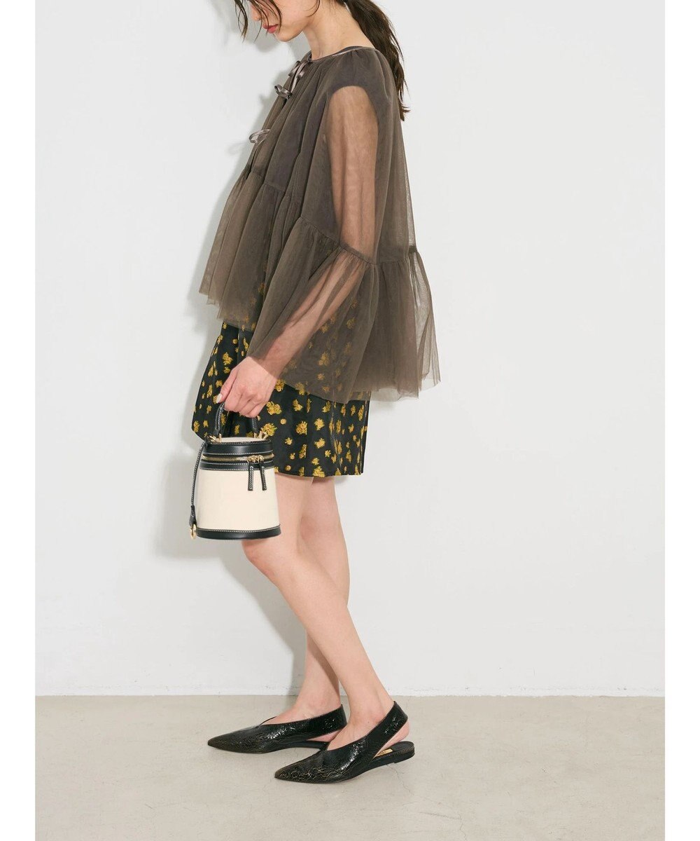 Green Parks リボンチュールデザインブラウス 