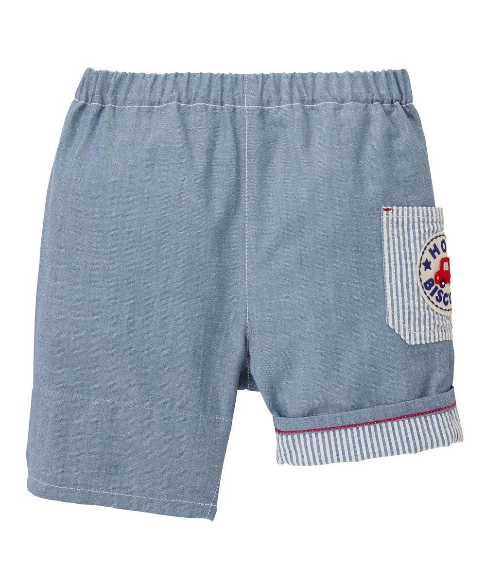 MIKI HOUSE HOT BISCUITS 【80-120cm】ダンガリー素材 6分丈ハーフパンツ 