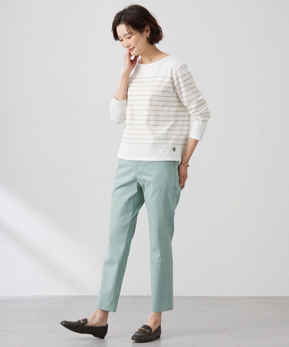 J.PRESS LADIES L 【セットアップ対応・洗える】セルロースリネンストレッチ テーパード パンツ 