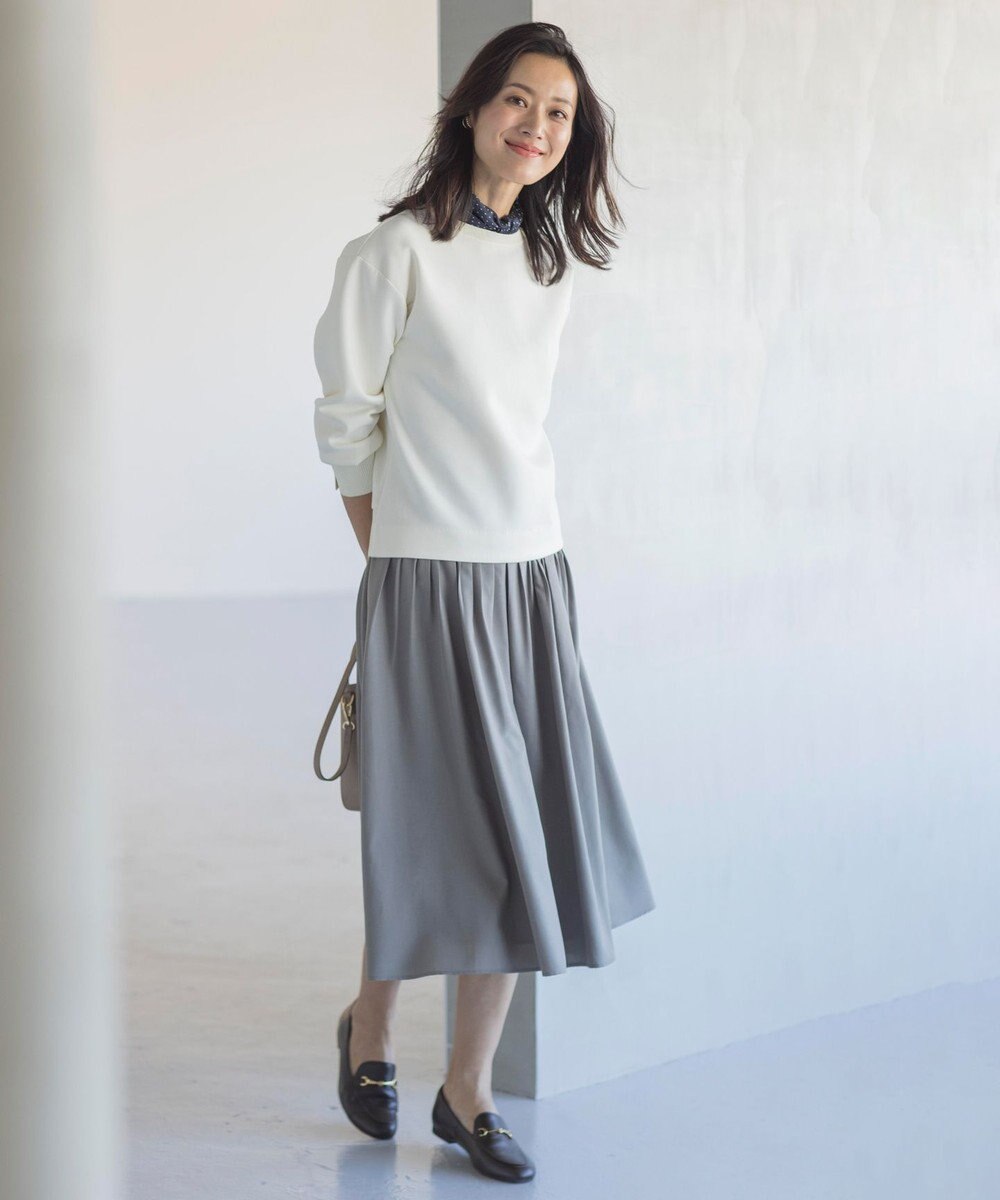 J.PRESS LADIES 【洗える】ソフトブロード ランダムタック スカート 