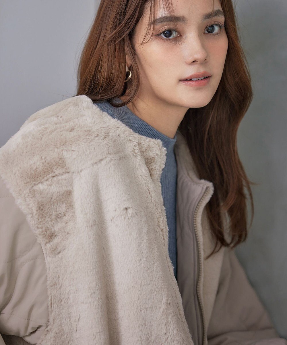 Tiaclasse 【リバーシブル】キルティングエコファー2WAYブルゾン 