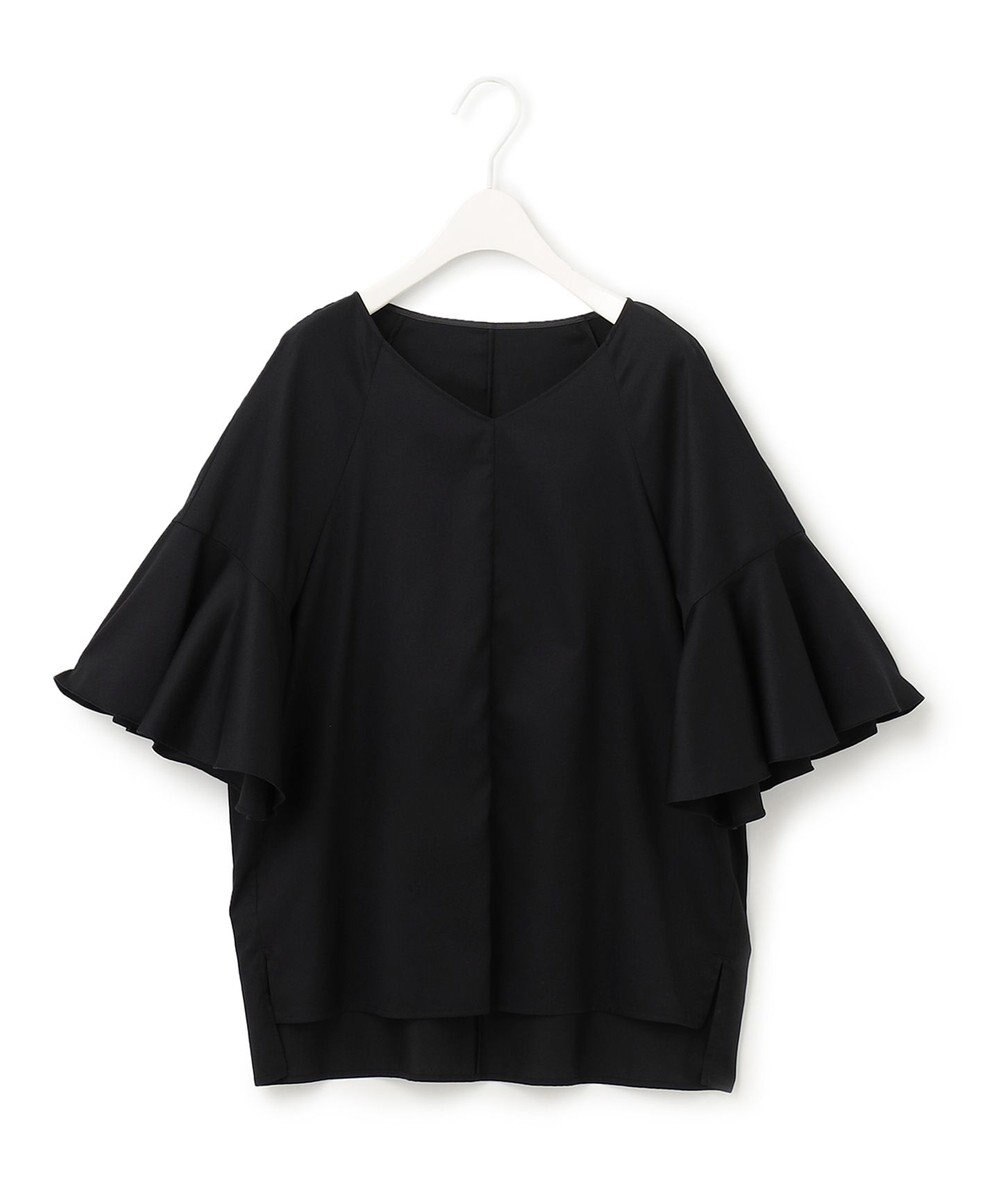 ICB 【洗える】コットンサテン　フレアスリーブブラウス 