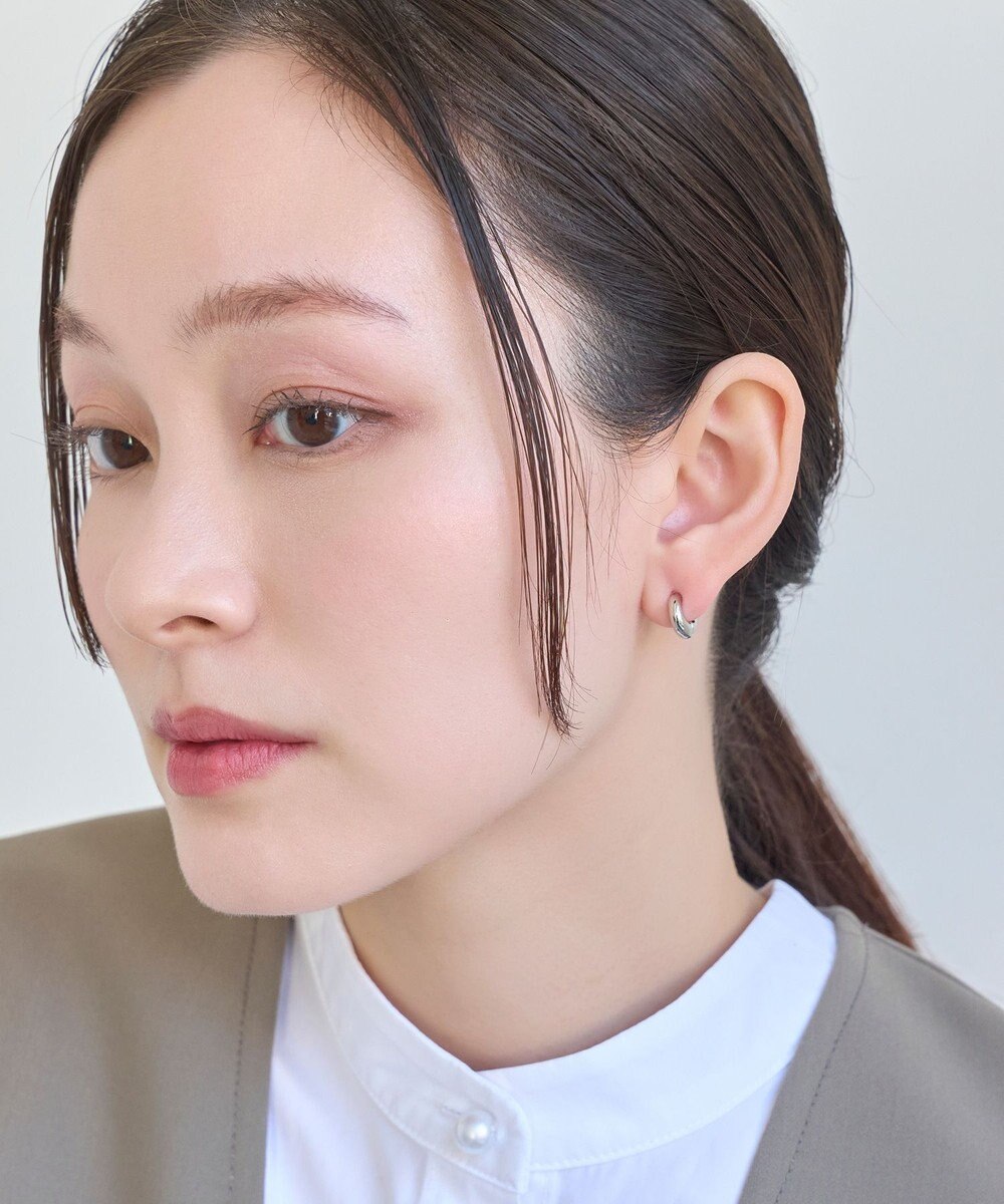 Phoebe 【金属アレルギー対応】シンプルフープスナップイヤリング　シルバー 