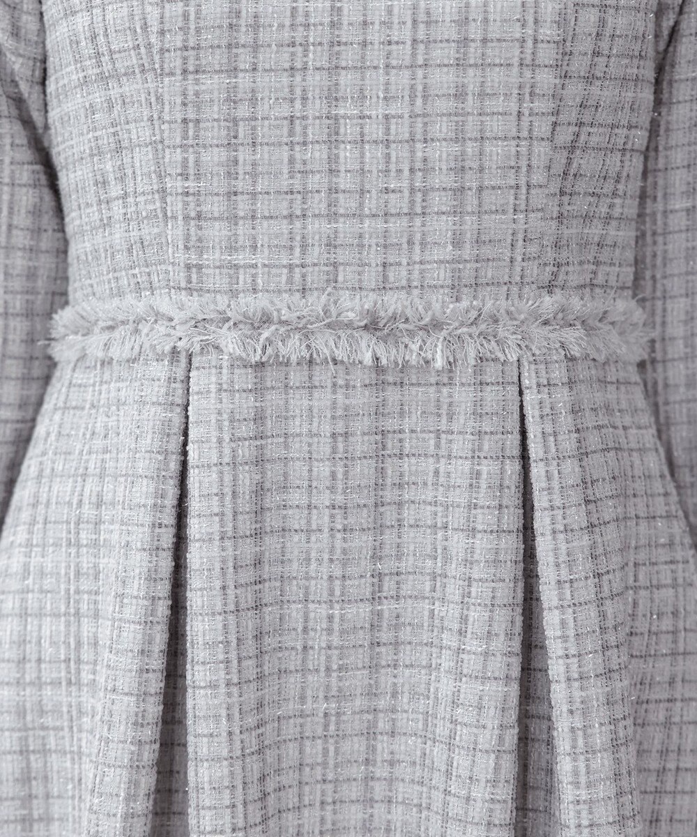 Tiaclasse 絶妙なMIXカラーのツイード素材で存在感溢れるタックワンピース 