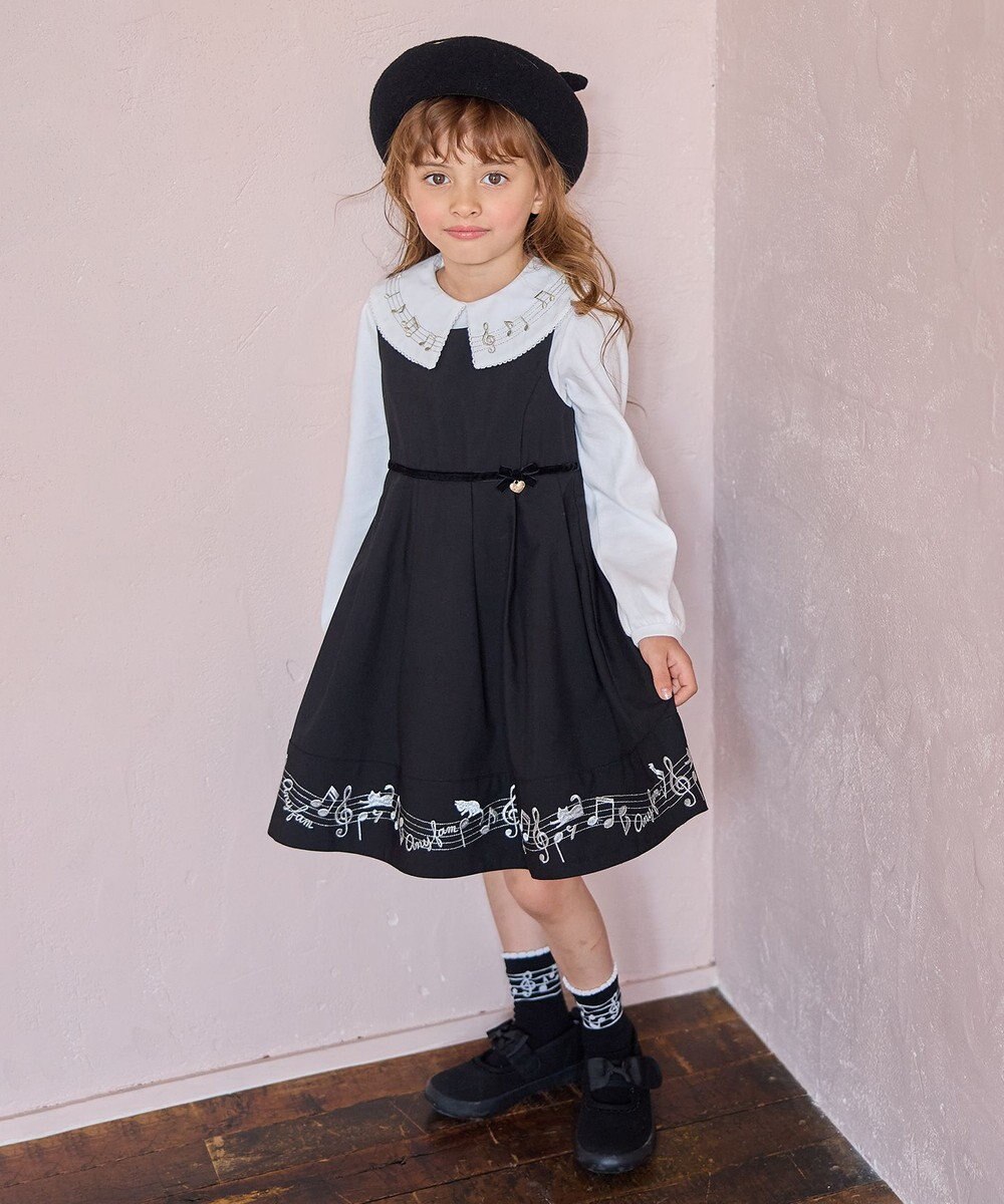 ANY KIDS モノトーン音符ジャンパースカート 