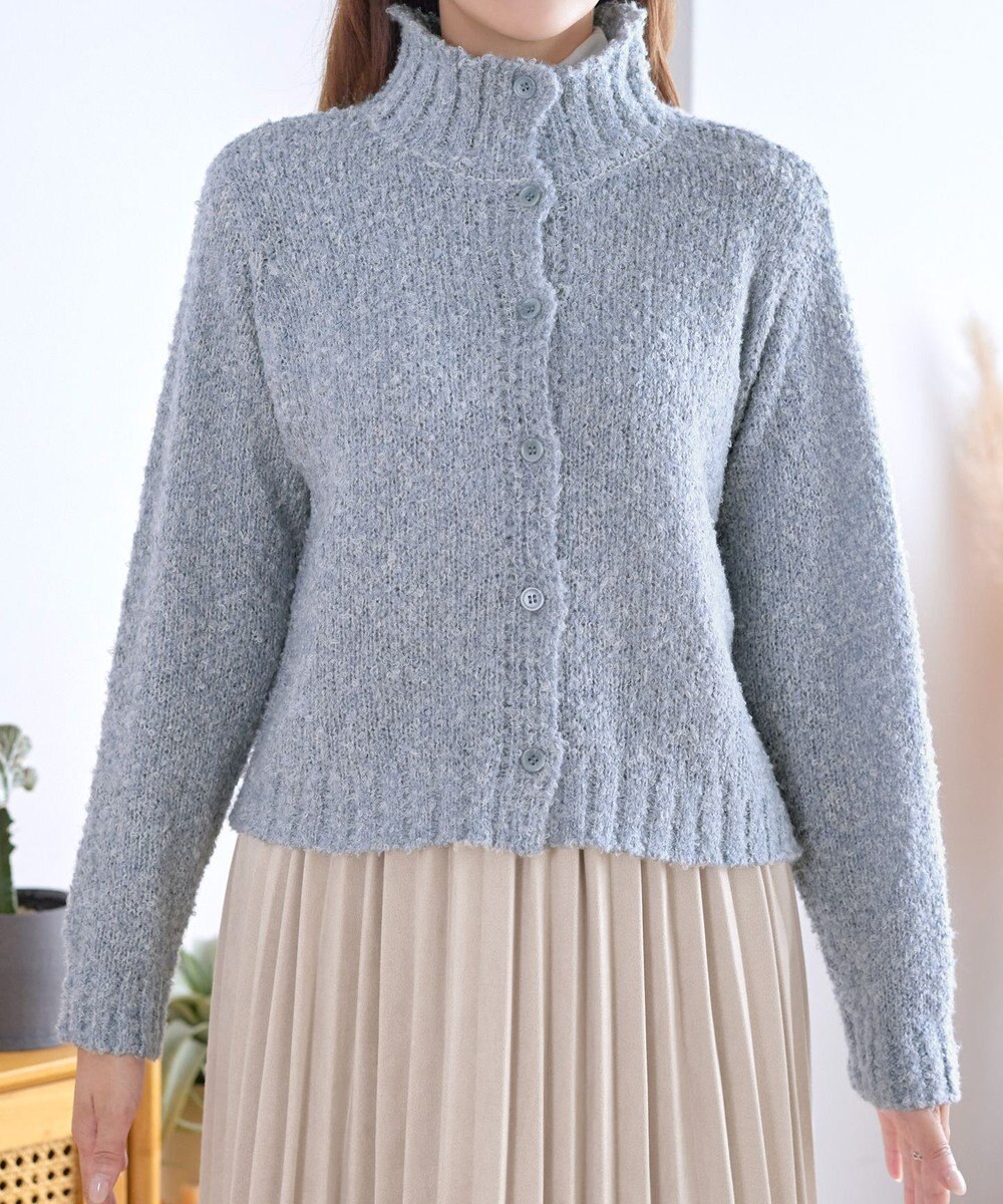 Tiaclasse 【着丈が選べる】ハイネックブークレカーディガン 