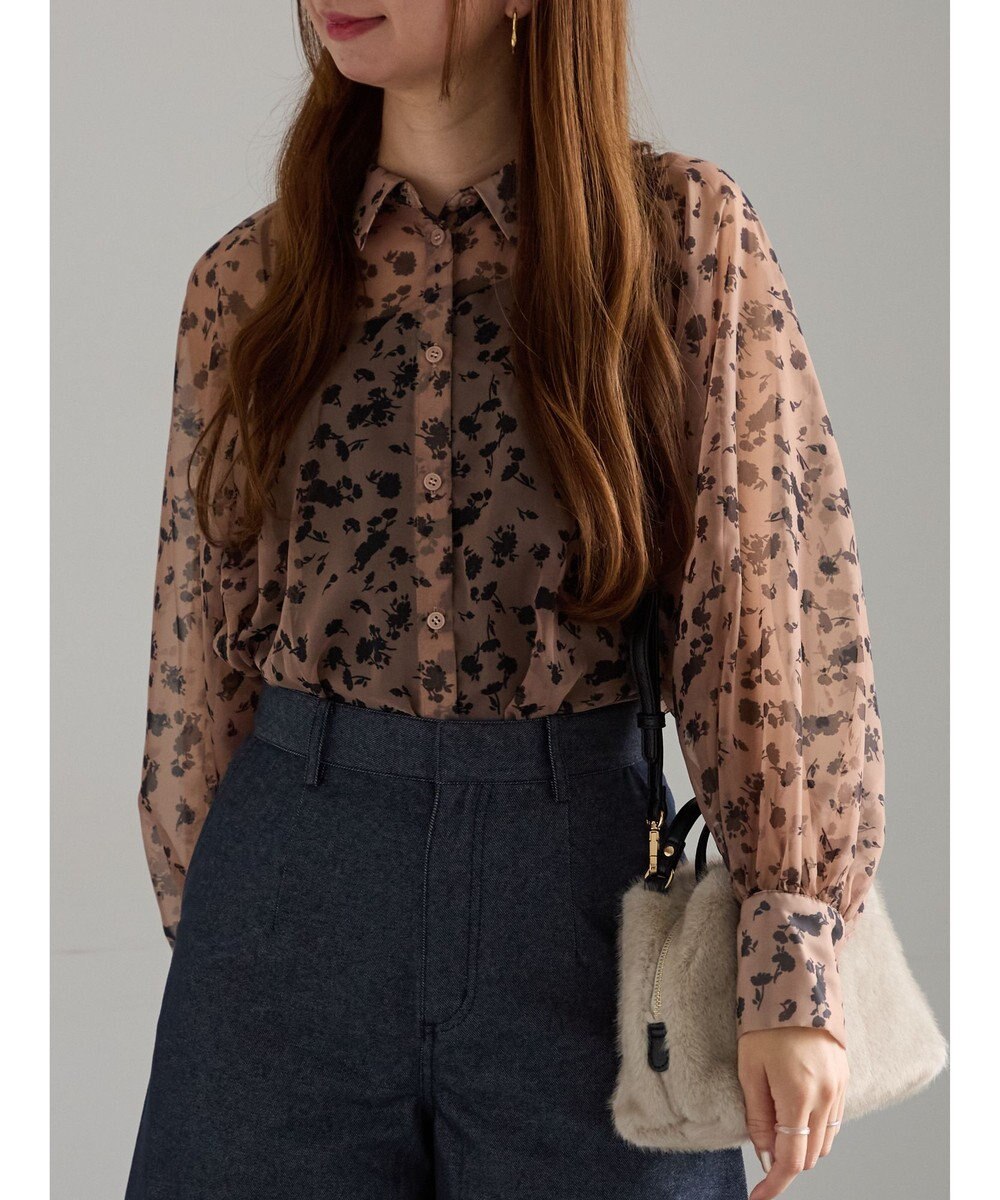 Te chichi シアーフラワーボリュームスリーブブラウス 