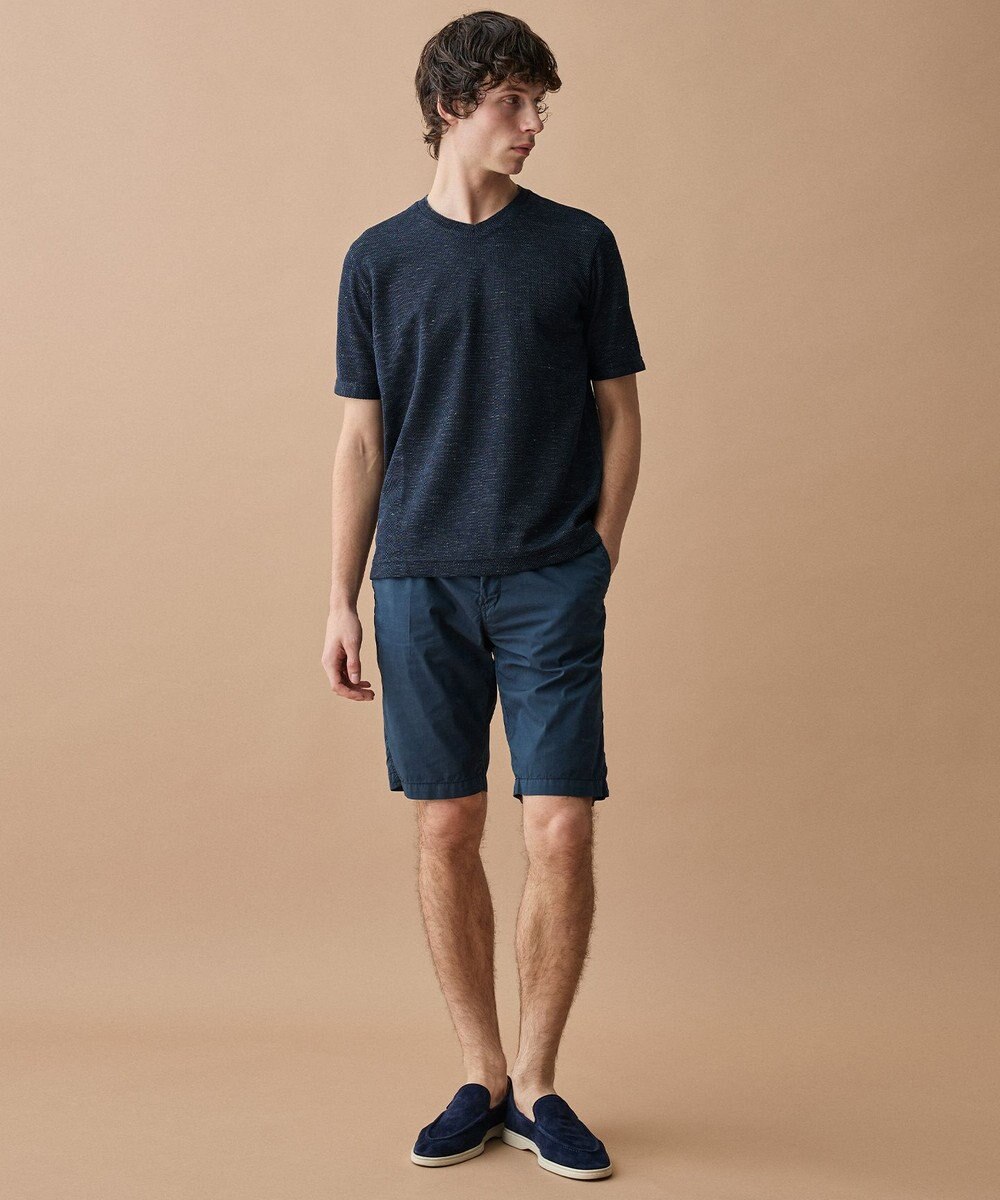 JOSEPH ABBOUD 【フランス産リネン×尾州の技術・清涼感】ノルマンディリネントップジャージー Vネック Tシャツ 