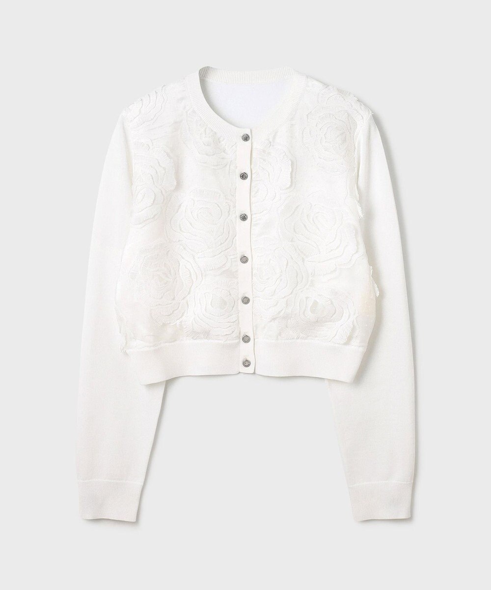 GRACE CONTINENTAL ローズ刺繍ニットカーディガン 