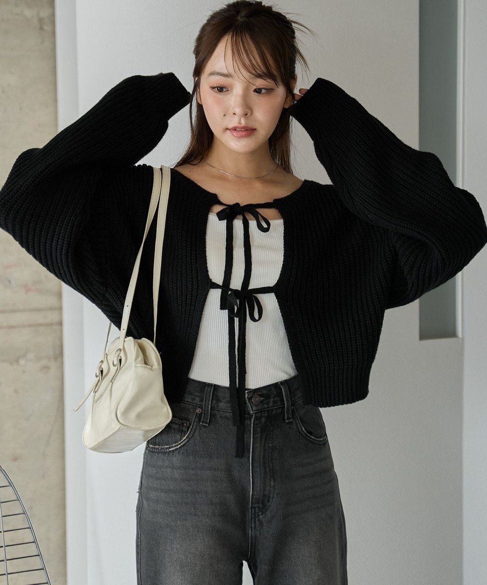 WEGO 【2024年秋冬新色カラー追加★】リボン2WAYカーデ 