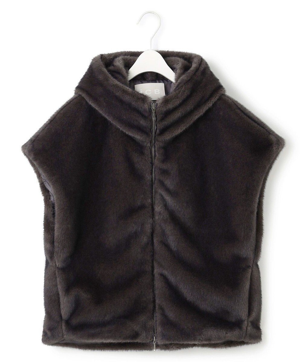 ICB 【洗える】ミンクライクファー フーディジレ コート 