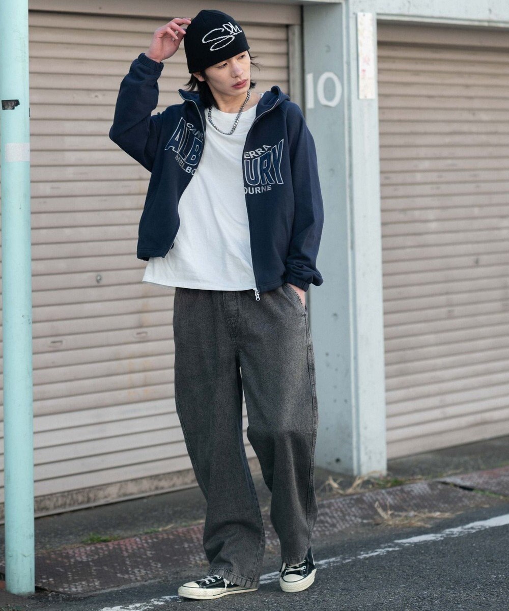 WEGO 【ユニセックス着用ITEM/ウエストゴム】ユルフィットデニムイージーパンツ 