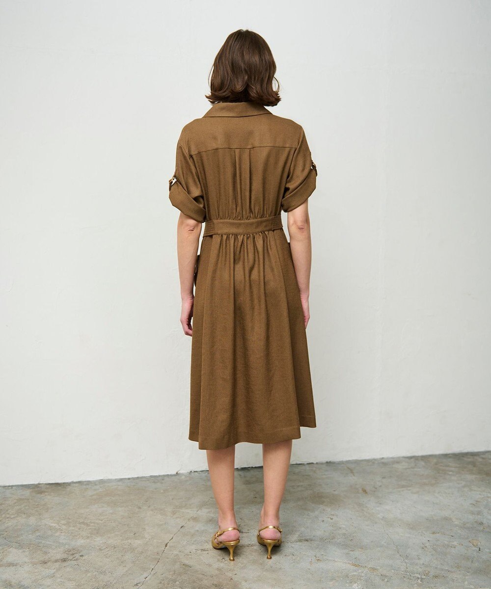 GRACE CONTINENTAL リネンタッチサファリドレス 