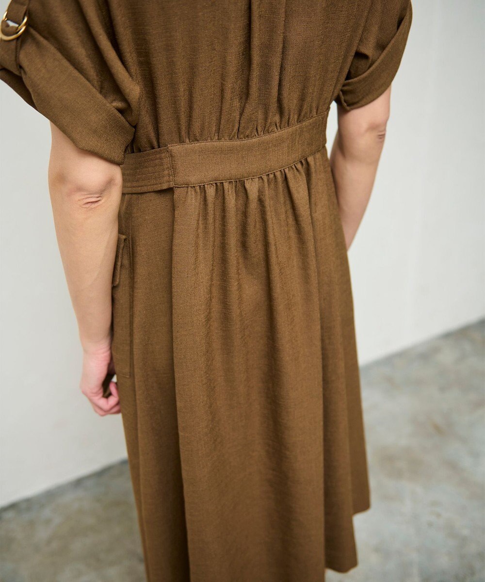 GRACE CONTINENTAL リネンタッチサファリドレス 