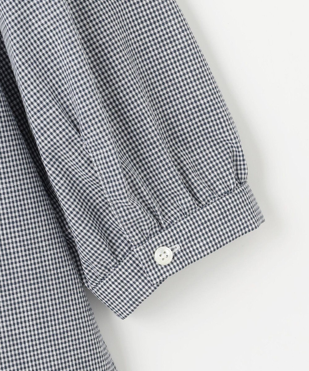 J.PRESS LADIES 【洗える】リネンminiチェック バンドカラー プルオーバー ブラウス 