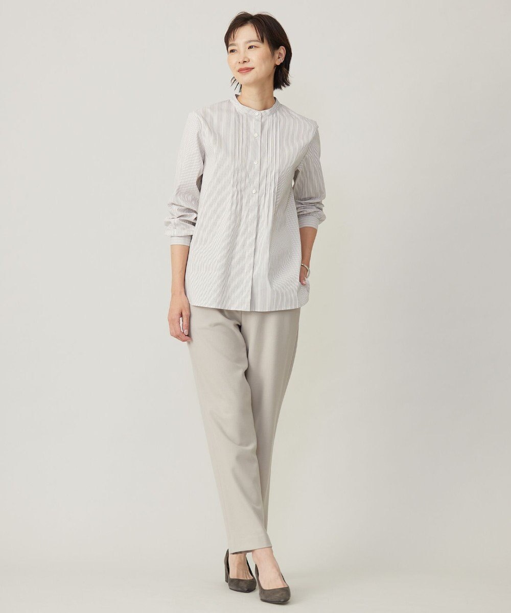 J.PRESS LADIES S 【洗える】BEZコットンナイロン ストライプ ピンタック ブラウス 