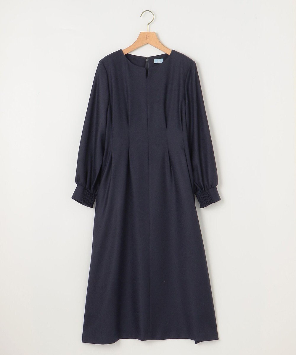 組曲 ウールジョーゼット スリットネックワンピース 