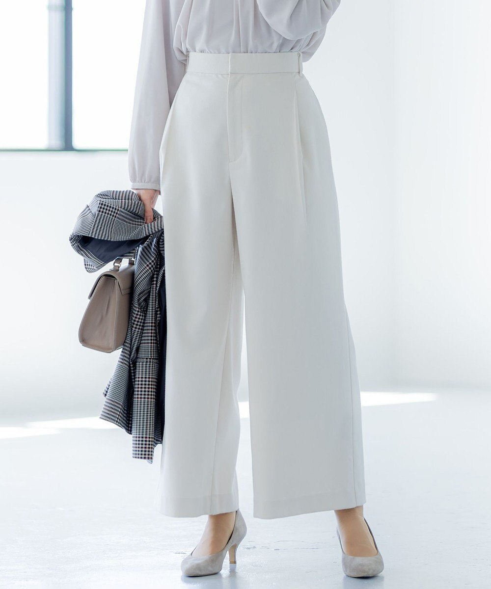 組曲 T/Rツイルストレッチ ワイドパンツ 