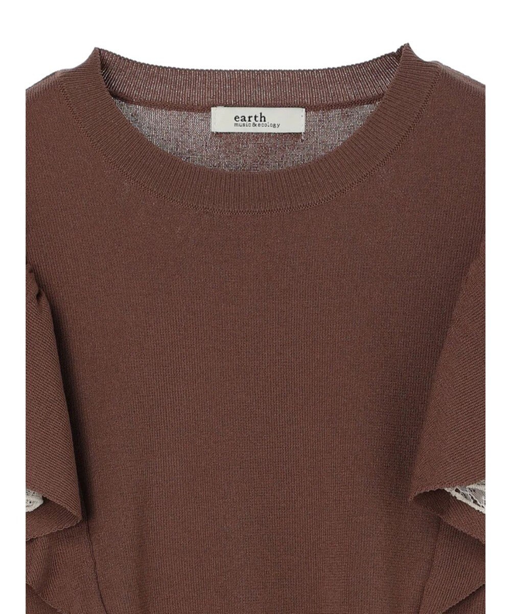 earth music&ecology レースドッキングフリルニットプルオーバー 