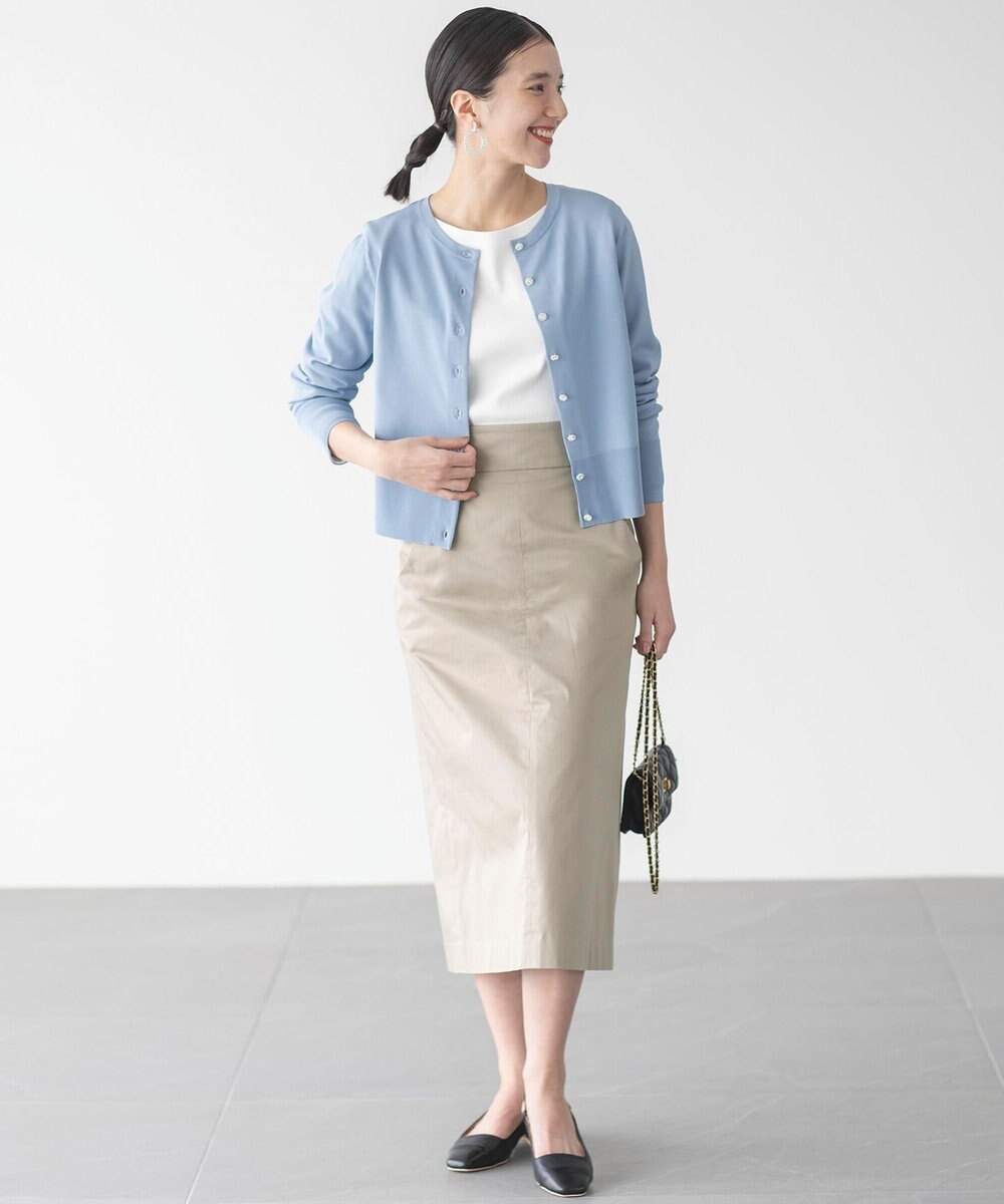 組曲 【WEB限定】サテンストレッチ Iラインスカート 