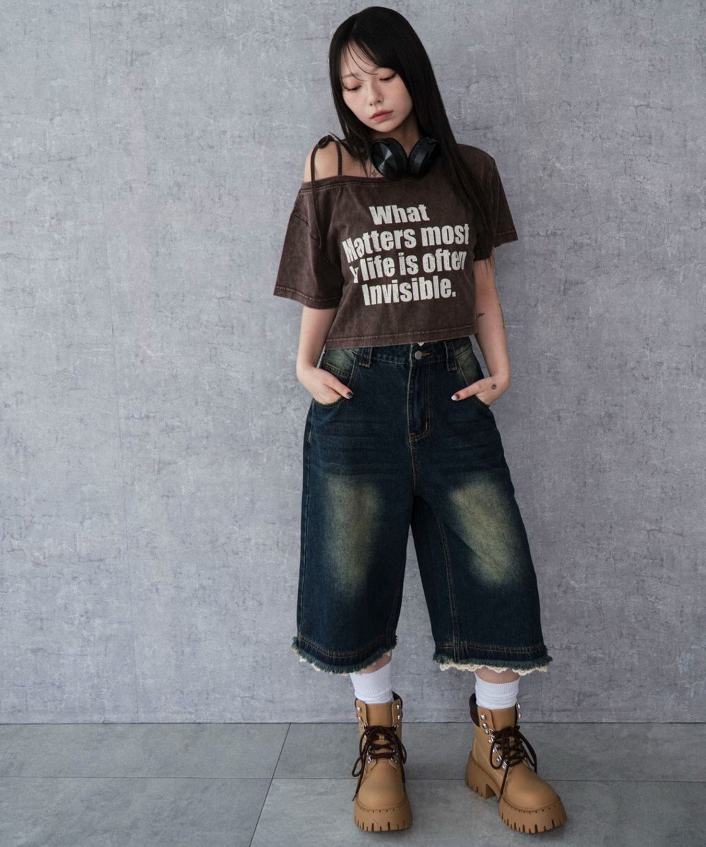 WEGO 2WAYオフショルショートT 