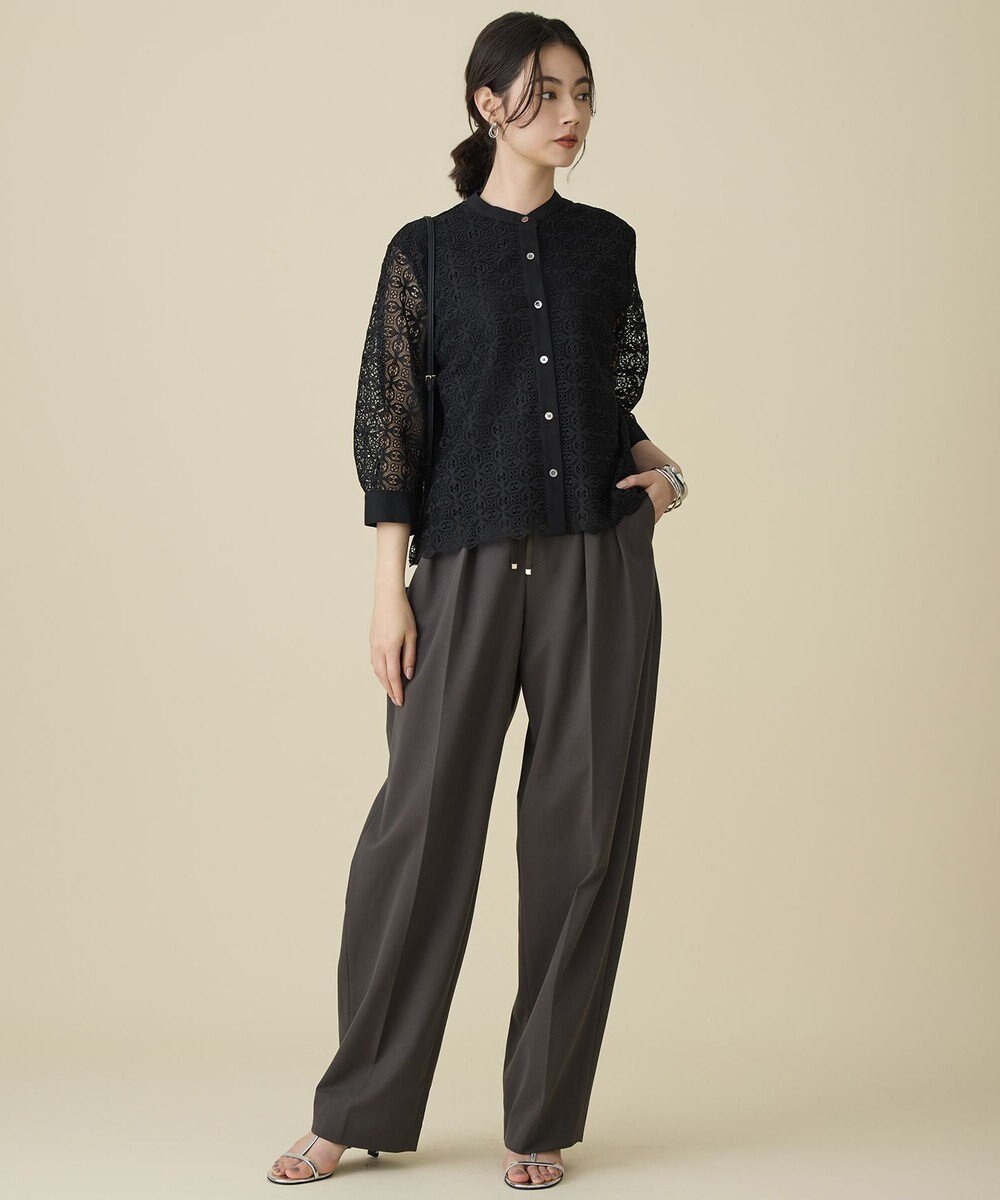 自由区 S ジオメトリックレース ブラウス 