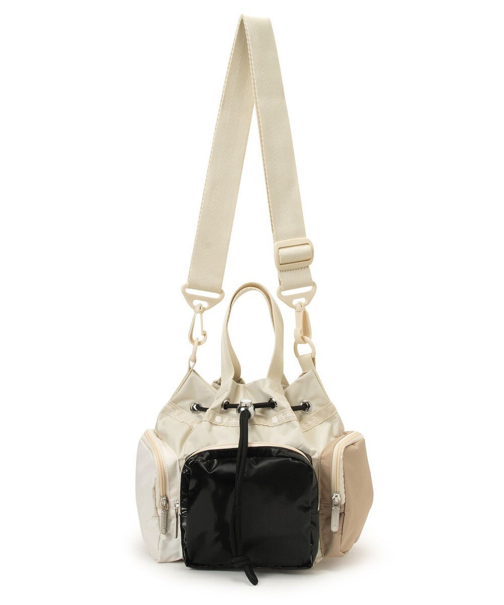 LeSportsac CONV DRAWSTRING CRSSBDY/ベージュ/ブラックシャイン/メレンゲ 
