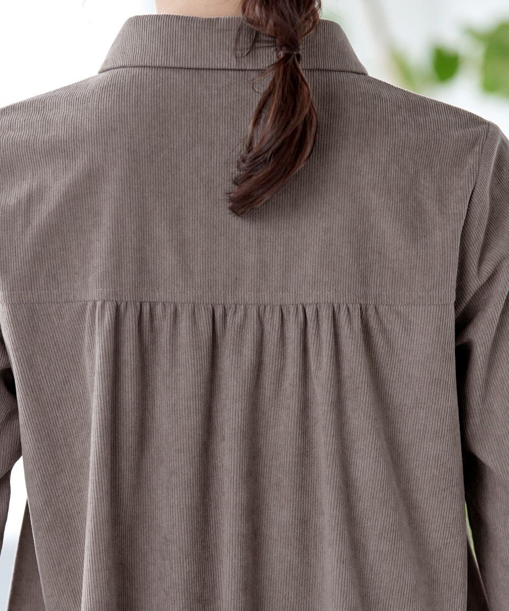 Tiaclasse L 【洗える】コーデュロイシャツチュニックブラウス 
