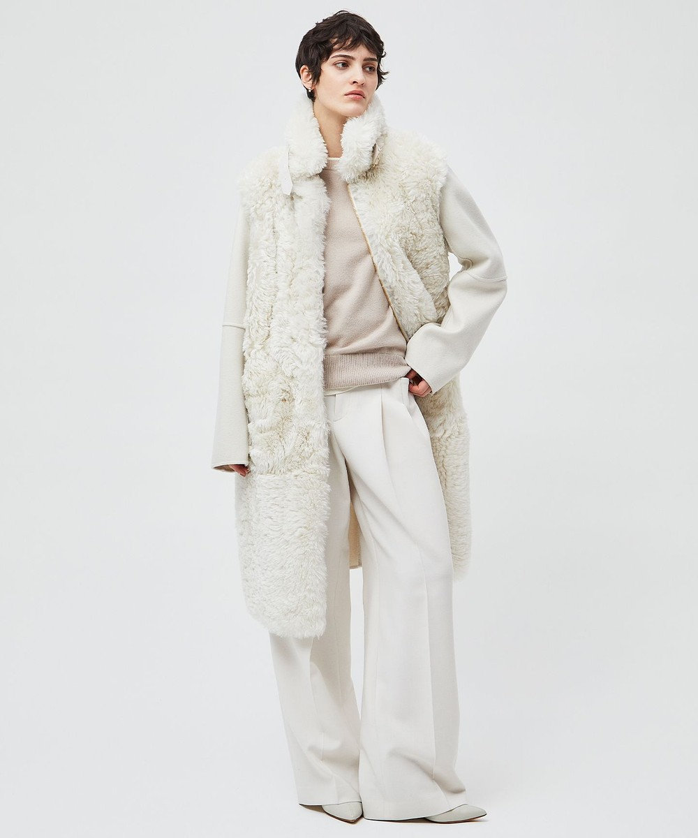 BEIGE， DANDEL / ミドル丈ムートンコート 