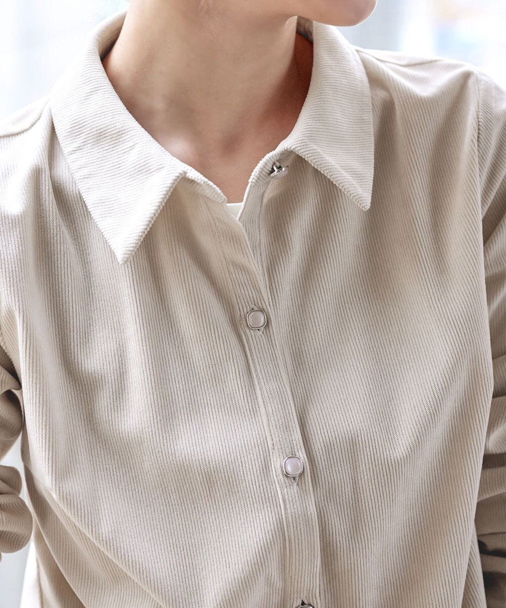 Tiaclasse L 【洗える】コーデュロイシャツチュニックブラウス 