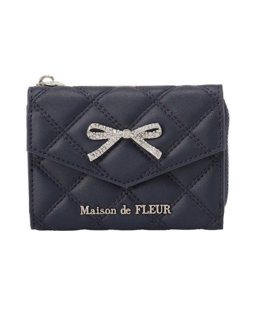 Maison de FLEUR リボンビジューキルティングウォレット 