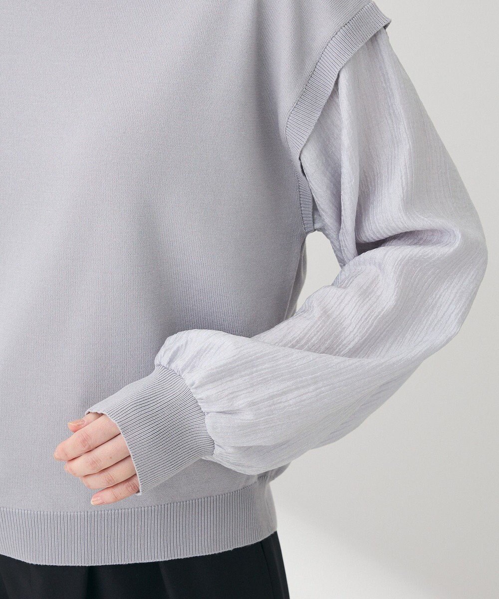 Green Parks 袖光沢ドッキングニットプルオーバー 