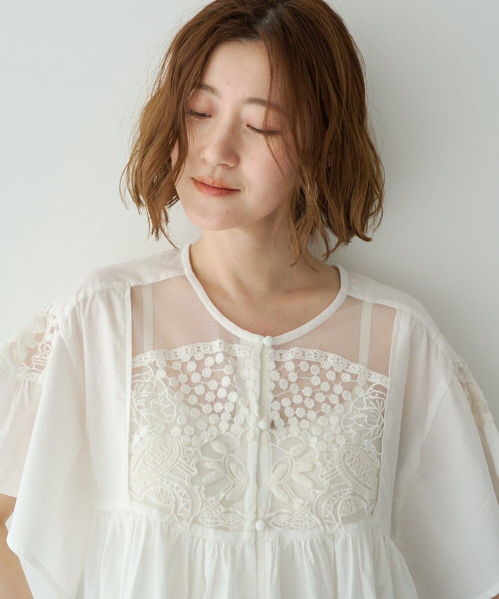 YECCA VECCA 刺繍レースブラウス 