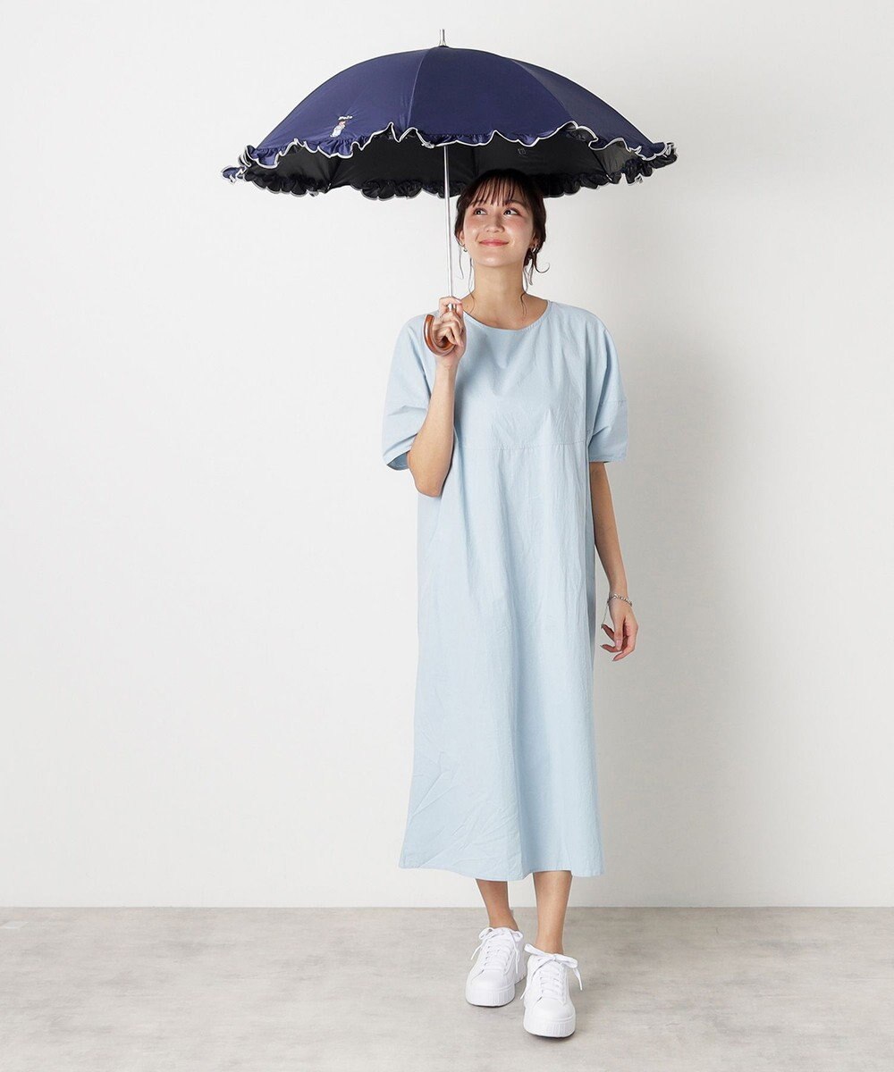 MOONBAT 【WEB限定】POLO RALPH LAUREN（ポロ ラルフローレン）晴雨兼用日傘 長傘 ワンポイントベア刺繍 フリル 一級遮光 遮熱 UV 
