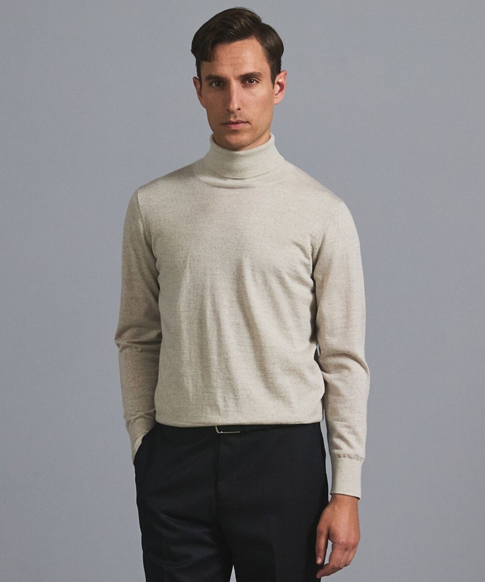 GOTAIRIKU 新色追加【洗える/チクチクしにくい/ピリングしにくい】イタリア糸 ハイゲージ タートルネックニット_WOOL100％ 